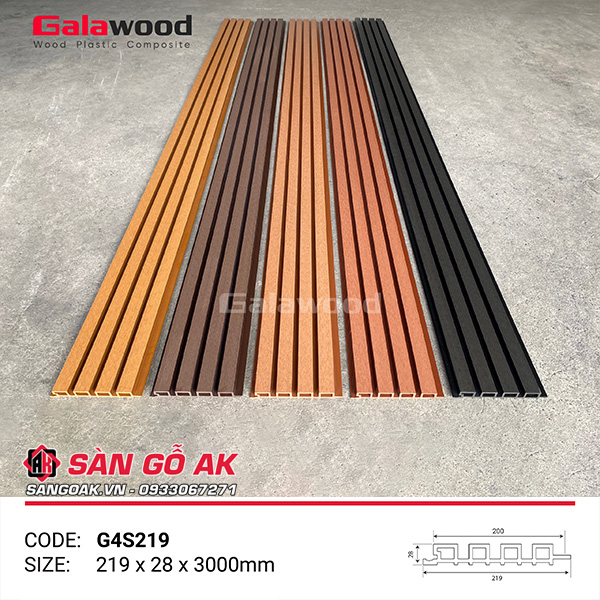 Lam sóng gỗ nhựa ngoài trời Galawood G4S219 Coffee